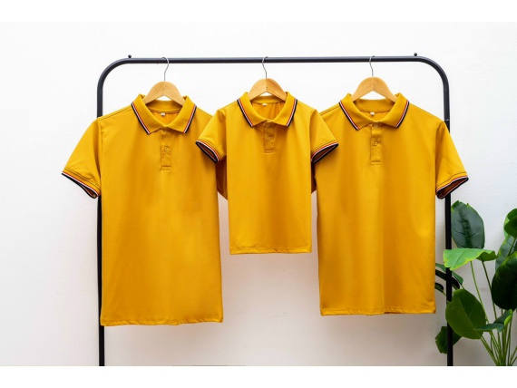 ÁO THUN CỔ TRỤ MẪU VÀNG BÒ SỌC