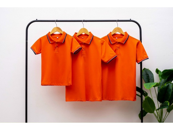 ÁO THUN CỔ TRỤ MÀU CAM SỌC